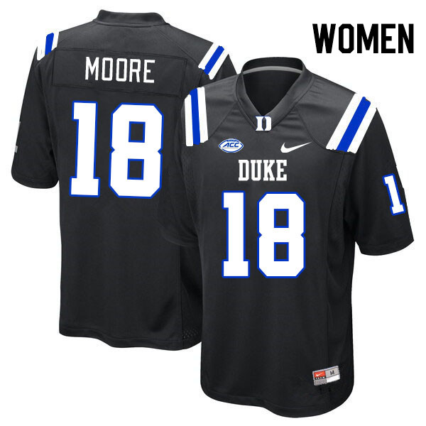 Women #18 Jayden Moore Duke Blue Devils College Football Jerseys Stitched-Black